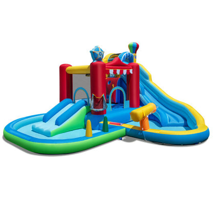 Inflatable Water Park Water Slide Wet Dry Combo Bounce House with 950W Blower - Color: Multicolor