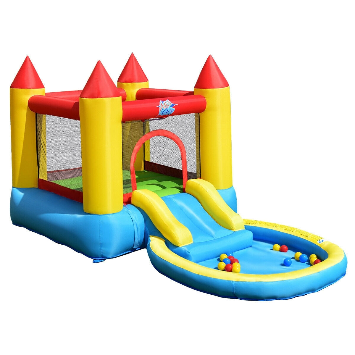 Inflatable Kids Slide Bounce House with 580w Blower - Color: Multicolor