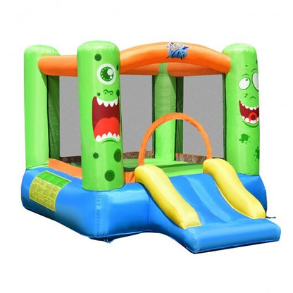 Inflatable Bounce House Jumper Castle Kid's Playhouse with Long Slide - Color: Multicolor