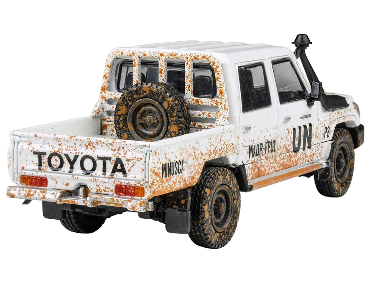 2014 Toyota Land Cruiser LC 79 Pickup Truck "UN MINUSCA" White (Dirty Version) 1/64 Diecast Model Car by Paragon Models