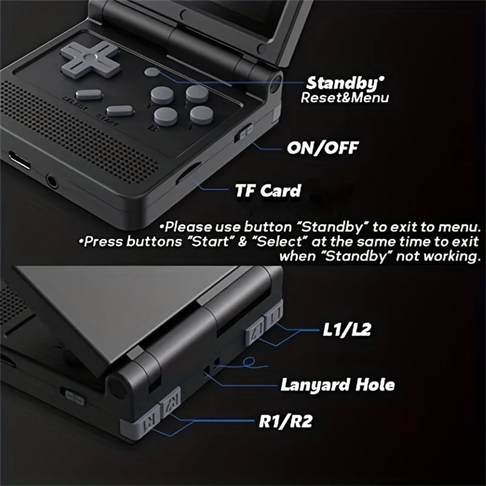 V90 Handheld Folding Game Console 3.0 Inch Screen with Built-in 15000 Games 1020mAh Rechargeable Battery 64GB Red