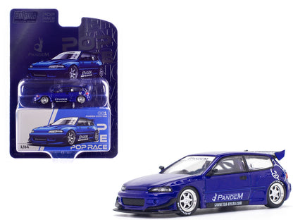 Pandem Civic EG6 RHD Blue Metallic Enigma Exclusive Edition 1/64 Diecast Model Car