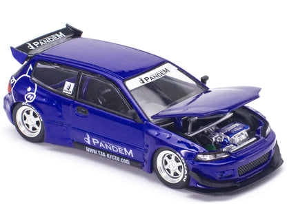 Pandem Civic EG6 RHD Blue Metallic Enigma Exclusive Edition 1/64 Diecast Model Car