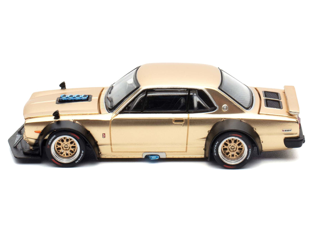 Skyline GT-R V8 Drift "Hakosuka" RHD (Right Hand Drive) Gold Metallic 1/64 Diecast Model Car by Pop Race