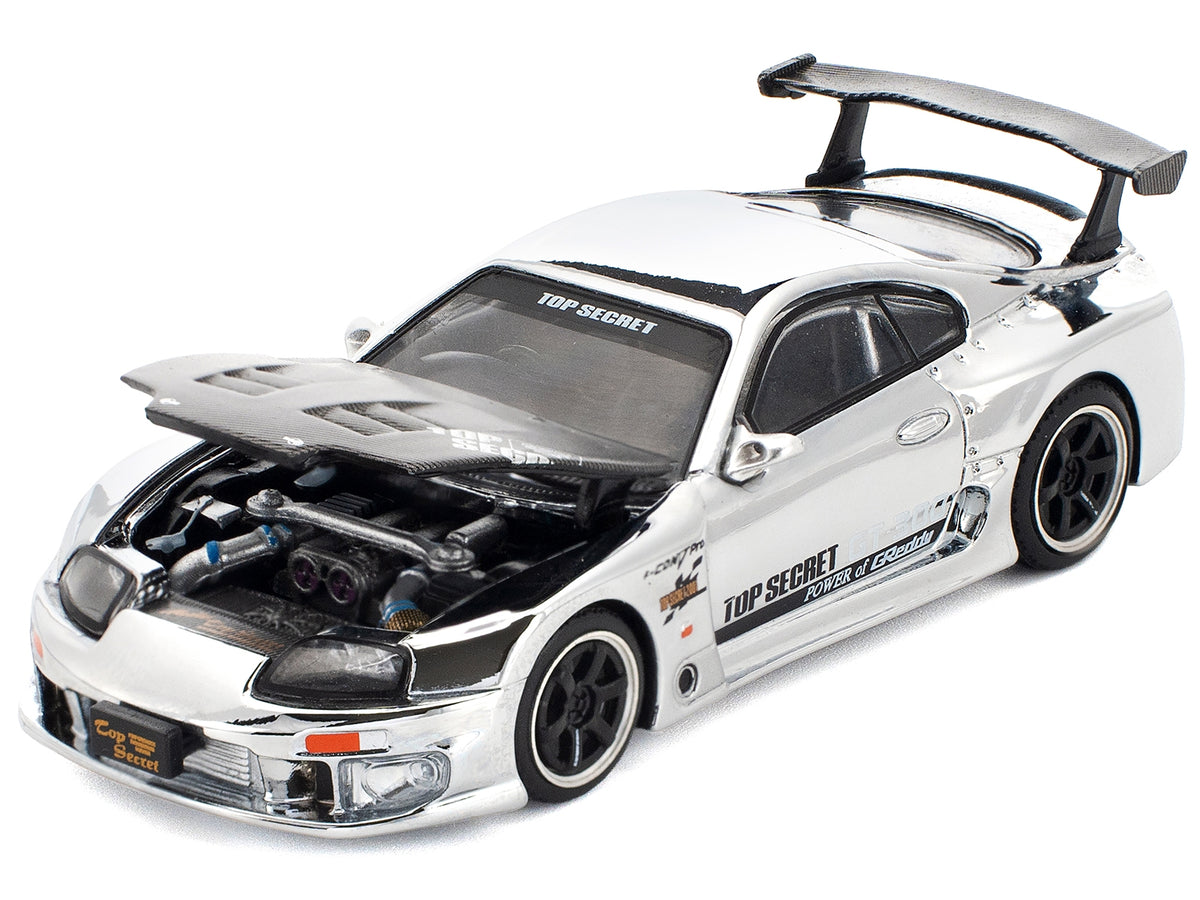 Toyota Supra "Top Secret" GT300 RHD (Right Hand Drive) Silver Chrome 1/64 Diecast Model Car by Pop Race