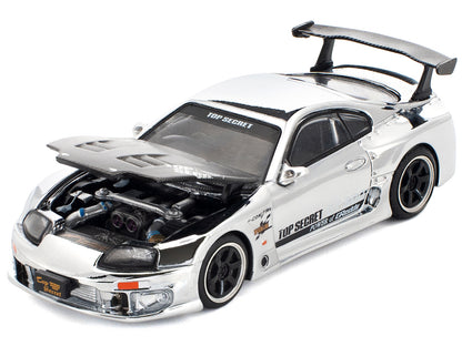 Toyota Supra "Top Secret" GT300 RHD (Right Hand Drive) Silver Chrome 1/64 Diecast Model Car by Pop Race