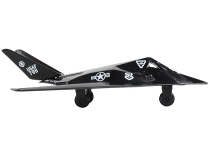 Lockheed F-117 Nighthawk Stealth Aircraft — Black | USAF | Diecast Model with Runway Section by Runway24