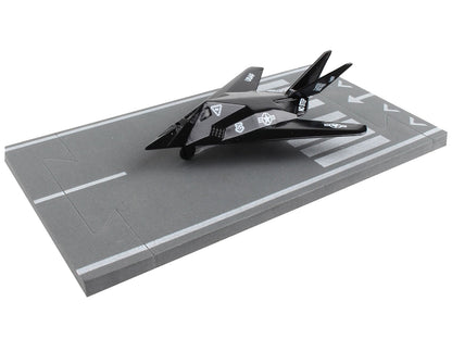 Lockheed F-117 Nighthawk Stealth Aircraft — Black | USAF | Diecast Model with Runway Section by Runway24
