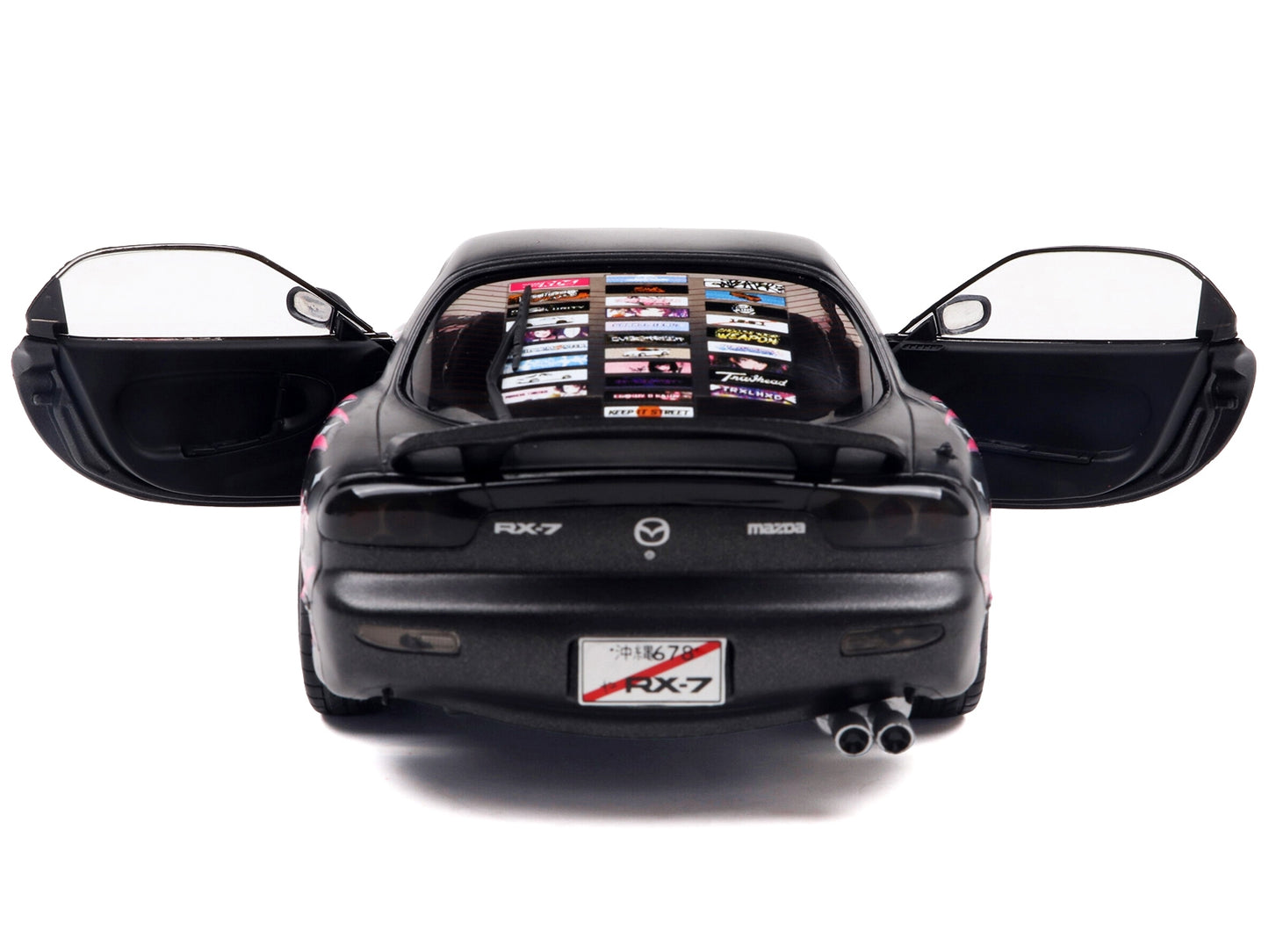 1994 Mazda RX7 (FDRS) RHD (Right Hand Drive) "Itasha Club" Black Metallic with Pink Graphics 1/18 Diecast Model Car by Solido