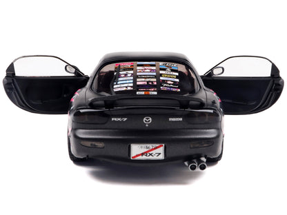 1994 Mazda RX7 (FDRS) RHD (Right Hand Drive) "Itasha Club" Black Metallic with Pink Graphics 1/18 Diecast Model Car by Solido