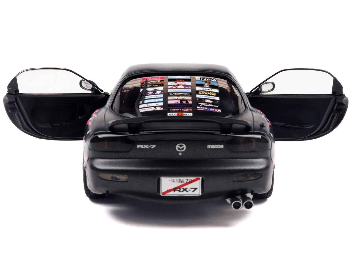 Solido 1/18 1994 Mazda RX7 FDRS RHD Itasha Club Black Metallic & Pink Diecast Model