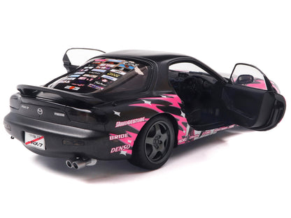 1994 Mazda RX7 (FDRS) RHD (Right Hand Drive) "Itasha Club" Black Metallic with Pink Graphics 1/18 Diecast Model Car by Solido