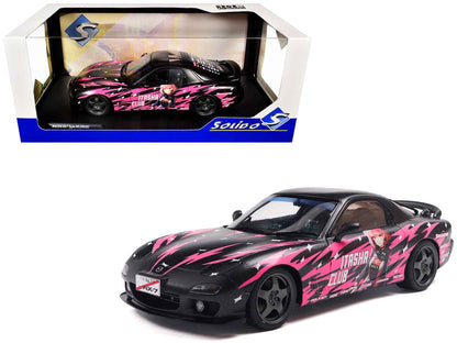 Solido 1/18 1994 Mazda RX7 FDRS RHD Itasha Club Black Metallic & Pink Diecast Model