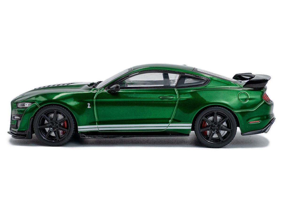 2020 Ford Mustang Shelby GT500 Fast Track Eruption Green Metallic with White Stripes 1/43 Diecast Model Car by Solido