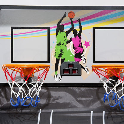 Foldable Double Electronic Basketball Game with 4 Balls Indoor-Gray - Color: Gray