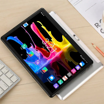 Color: Silver, Bundle: Bundle 1 - New 10.1 Inch Android Tablet Pc Google Play Dual Cameras Octa Core Dual SIM Phone Call Tablets Bluetooth Wifi 4GB RAM 64GB ROM