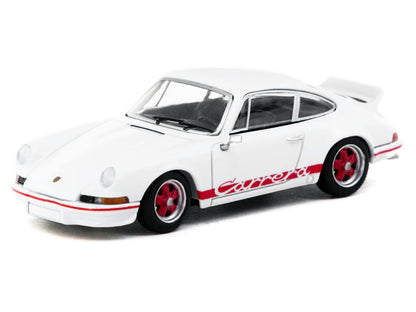 Porsche 911 Carrera RS 2.7 Lightweight White with Red Stripes "Collab64" Series 1/64 Diecast Model Car by Schuco & Tarmac Works