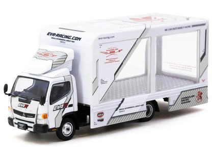 Mitsubishi Fuso Canter Mobile Display Truck RHD (Right Hand Drive) "EVA Racing" White with Graphics "Truck64" Series 1/64 Diecast Model Car by Tarmac Works