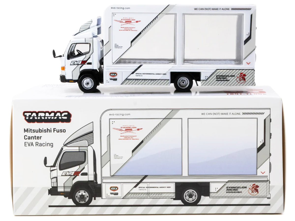Mitsubishi Fuso Canter Mobile Display Truck RHD (Right Hand Drive) "EVA Racing" White with Graphics "Truck64" Series 1/64 Diecast Model Car by Tarmac Works