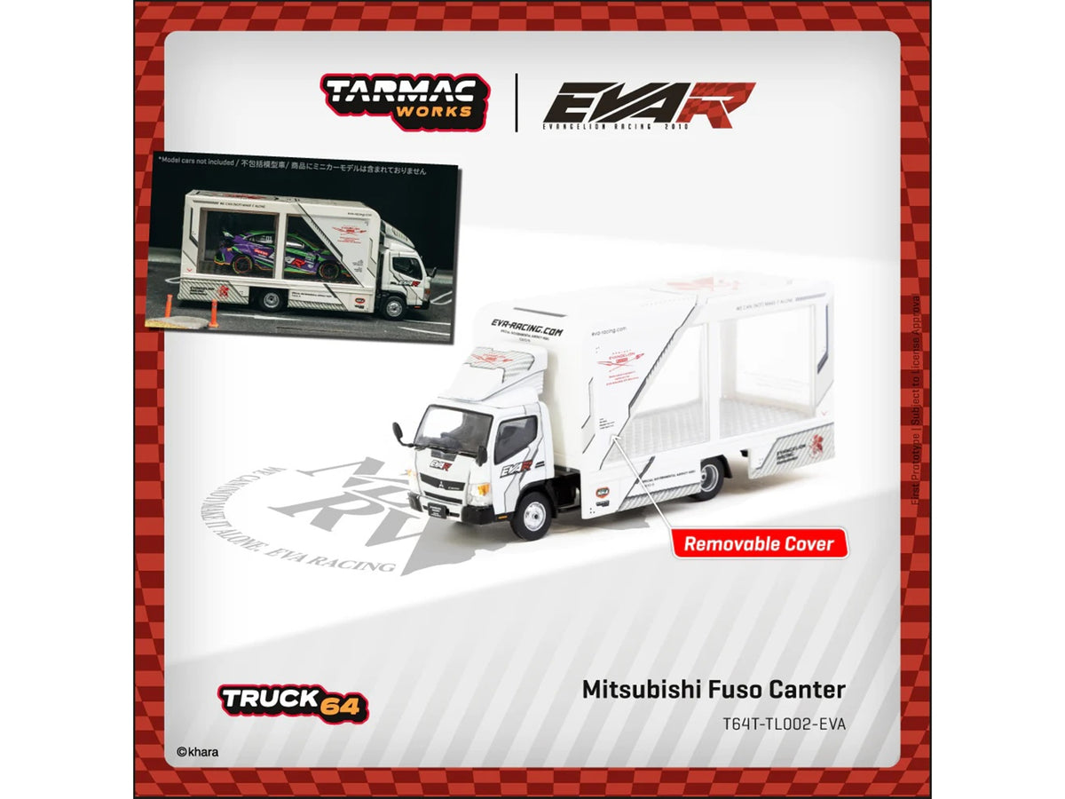 Mitsubishi Fuso Canter Mobile Display Truck RHD (Right Hand Drive) "EVA Racing" White with Graphics "Truck64" Series 1/64 Diecast Model Car by Tarmac Works