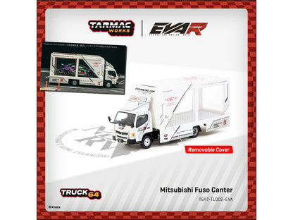 Mitsubishi Fuso Canter Mobile Display Truck RHD (Right Hand Drive) "EVA Racing" White with Graphics "Truck64" Series 1/64 Diecast Model Car by Tarmac Works