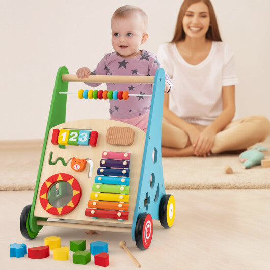 Toddler Push Walker Activity Center Toy with Burr-free Handle