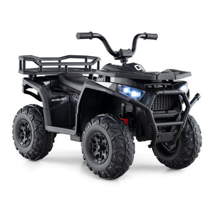 24V Kids Ride on Electric ATV Quad Car with Realistic Sounds and  LED Lights-Black - Color: Black