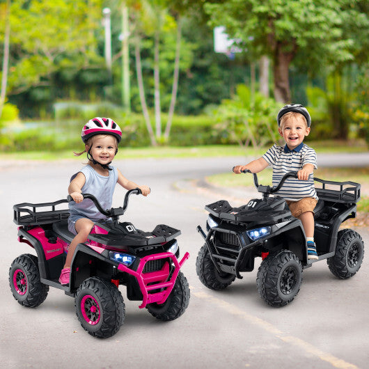 24V Kids Ride on Electric ATV Quad Car with Realistic Sounds and  LED Lights-Black - Color: Black