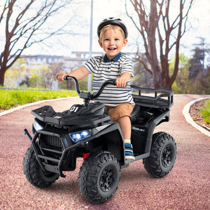 24V Kids Ride on Electric ATV Quad Car with Realistic Sounds and  LED Lights-Black - Color: Black