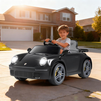 12V Electric Ride On Car Licensed RUFCTR with Remote Control and Music-Black - Color: Black
