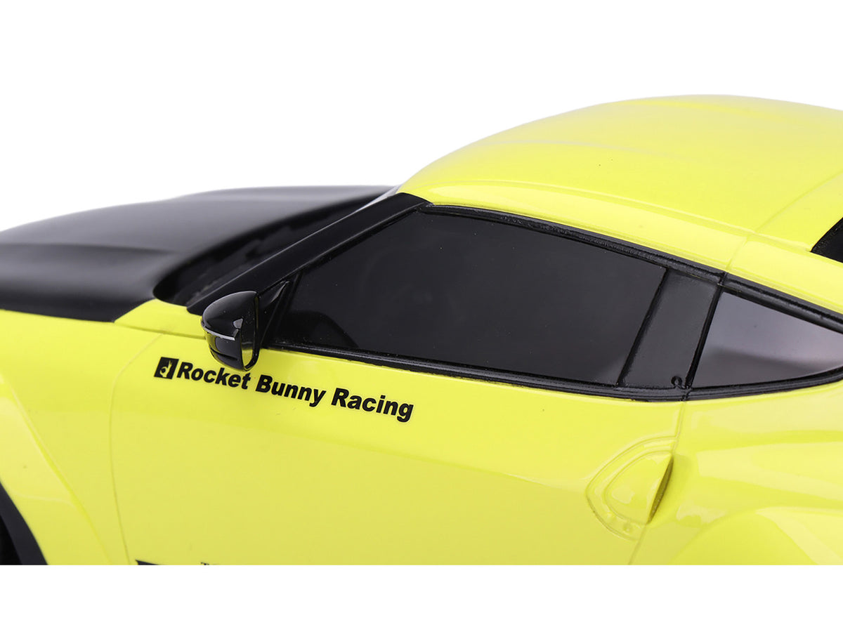 Nissan Z (RZ34) "Pandem" Ikazuchi Yellow with Matt Black Hood 1/18 Model Car by Top Speed