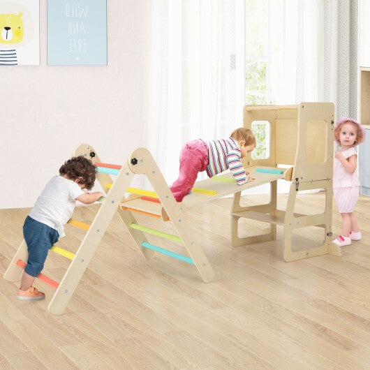 7-in-1 Toddler Climbing Toy Connected Table and Chair Set for Boys and Girls Aged 3-14 Years Old-Multicolor - Color: Multicolor