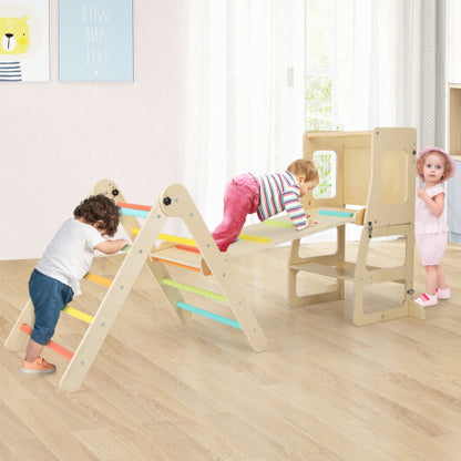 7-in-1 Toddler Climbing Toy Connected Table and Chair Set for Boys and Girls Aged 3-14 Years Old-Multicolor - Color: Multicolor