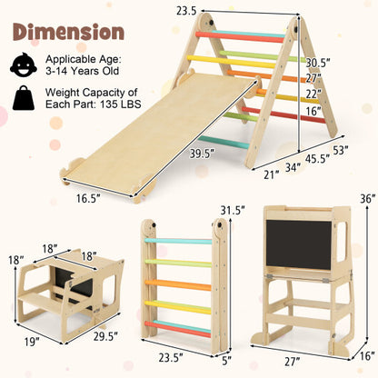 7-in-1 Toddler Climbing Toy Connected Table and Chair Set for Boys and Girls Aged 3-14 Years Old-Multicolor - Color: Multicolor
