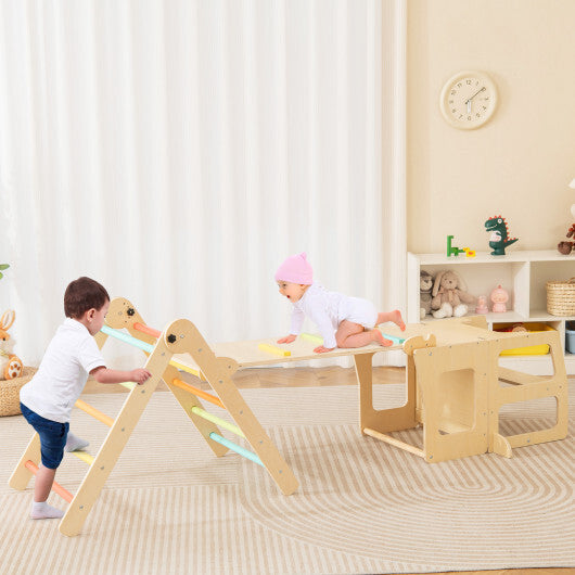 7-in-1 Toddler Climbing Toy Connected Table and Chair Set for Boys and Girls Aged 3-14 Years Old-Multicolor - Color: Multicolor