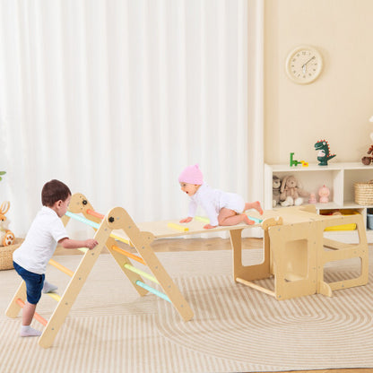 7-in-1 Toddler Climbing Toy Connected Table and Chair Set for Boys and Girls Aged 3-14 Years Old-Multicolor - Color: Multicolor