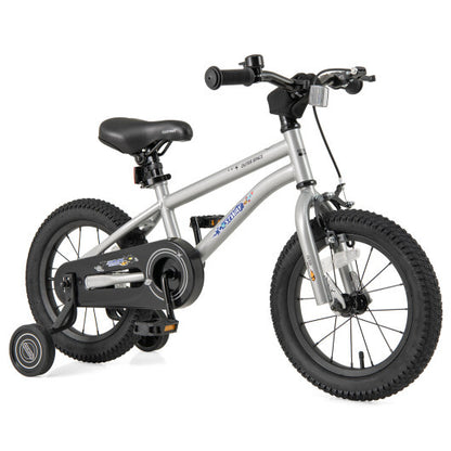 14-Inch Kids Bike Bicycle for Boys Girls 3-5 with High Carbon Steel Frame - Color: Silver - Size: 14 inches