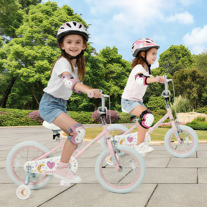 16 Inch Kids Bike Adjustable for 3-8 Years Old Children Pink - Stars & Moon - Color: Pink - Size: 16 inches