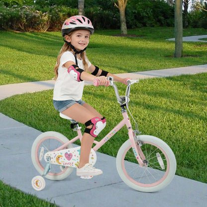 16 Inch Kids Bike Adjustable for 3-8 Years Old Children Pink - Stars & Moon - Color: Pink - Size: 16 inches