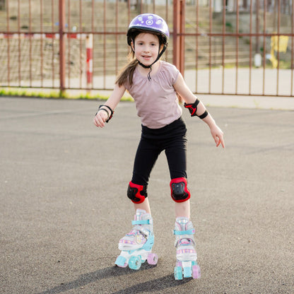 Kids Roller Skates 4 Sizes Adjustable Quad Skates with Light-up Wheels-Navy - Color: Navy