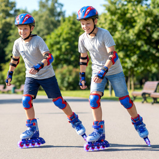 Kids Inline Skates with Light Up Wheels for Beginners Ages 9-14-Blue - Color: Blue