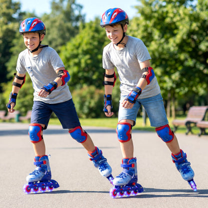 Kids Inline Skates with Light Up Wheels for Beginners Ages 9-14-Blue - Color: Blue