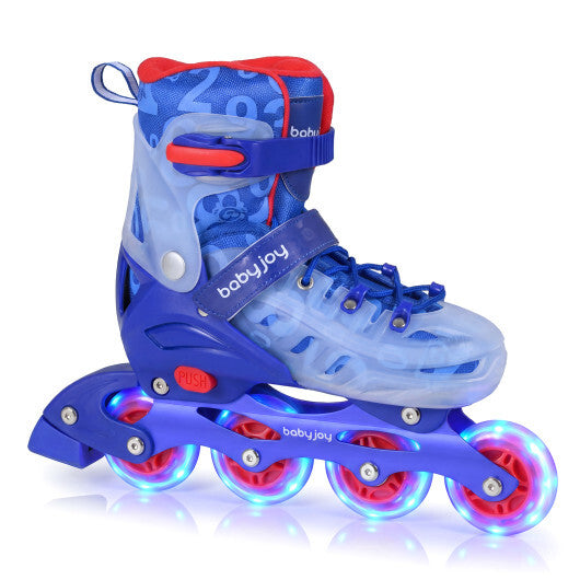 Kids Inline Skates with Light Up Wheels for Beginners Ages 9-14-Blue - Color: Blue