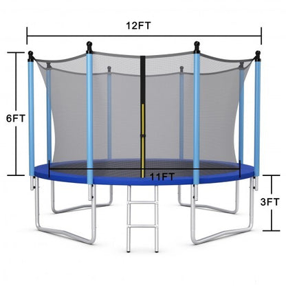 Outdoor Trampoline with Safety Closure Net-12 ft - Color: Blue - Size: 12 ft