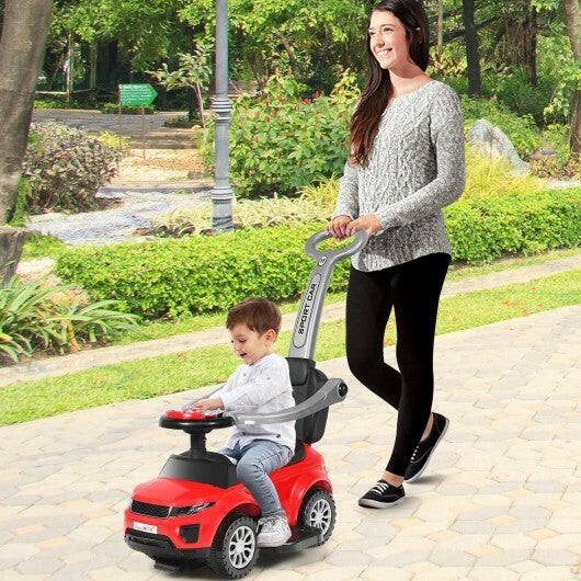3 In 1 Ride on Push Car Toddler Stroller Sliding Car with Music-Red - Color: Red