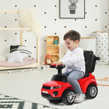 3 In 1 Ride on Push Car Toddler Stroller Sliding Car with Music-Red - Color: Red