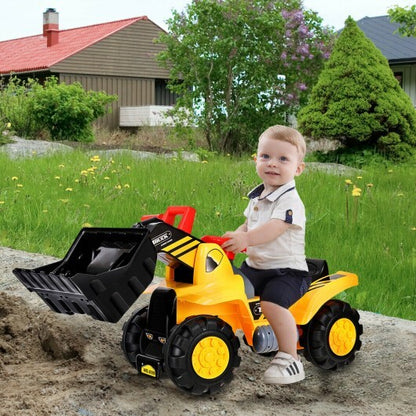 Kids Ride On Bulldozer Toy Play Truck with Adjustable Bucket Aged 3+ Years Old - Color: Yellow