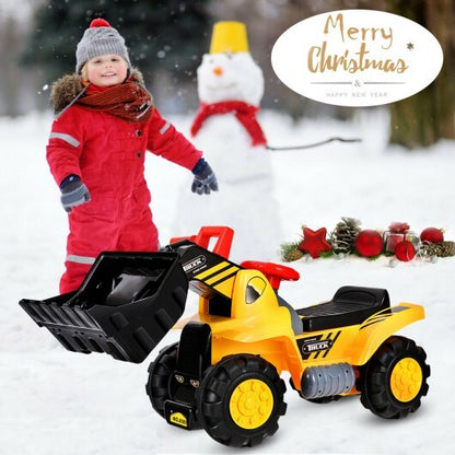Kids Ride On Bulldozer Toy Play Truck with Adjustable Bucket Aged 3+ Years Old - Color: Yellow