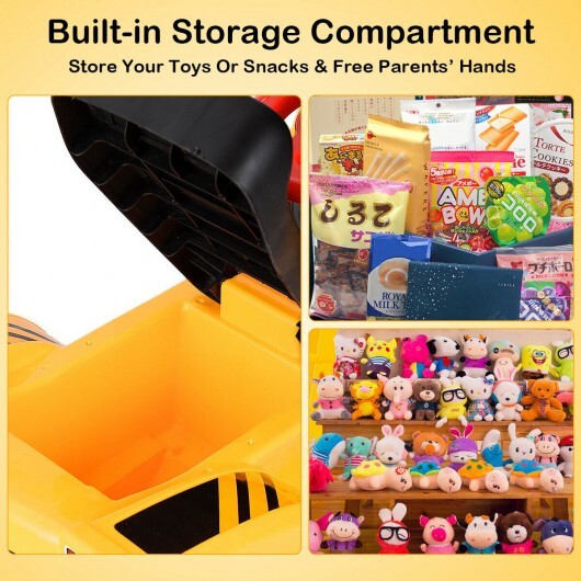 Kids Ride On Bulldozer Toy Play Truck with Adjustable Bucket Aged 3+ Years Old - Color: Yellow