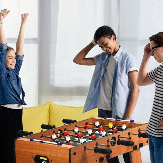 Space Saving Table Football with Durable Handle and 2 Footballs - Color: Brown